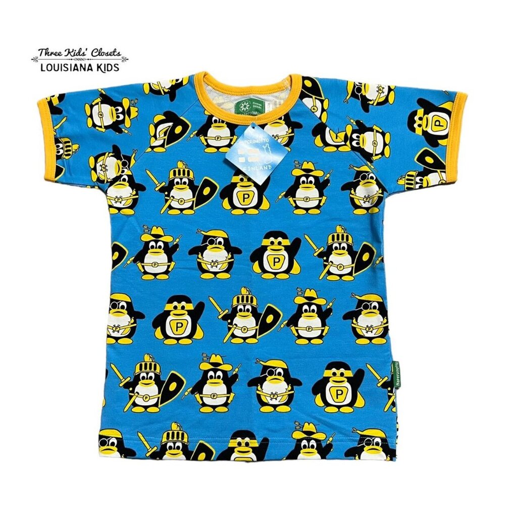 NEW Naperonuttu 122/128 (7-8Y) Organic Penguin Heroes Shirt